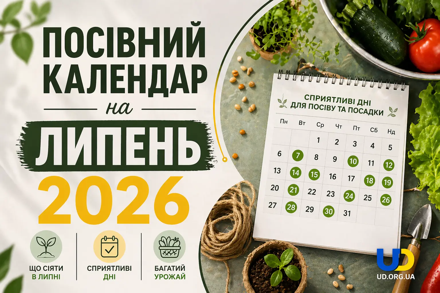 Посівний календар на липень 2026: що сіяти, коли і як у різних регіонах України