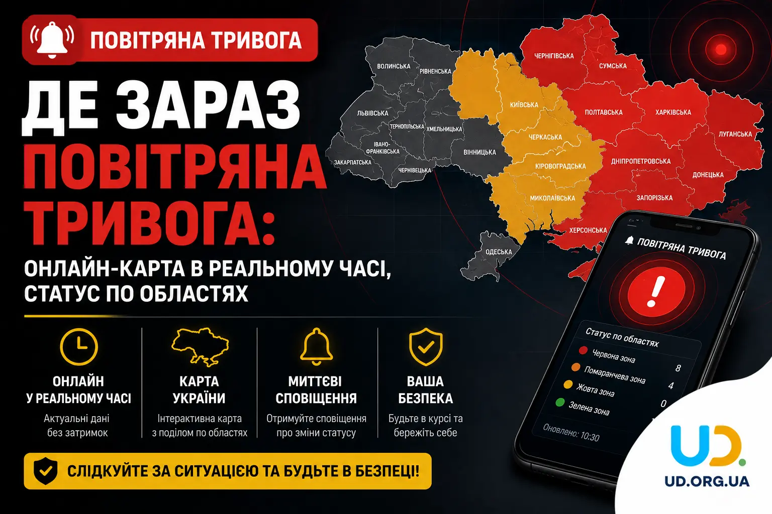 Де зараз повітряна тривога (28 травня 2026): онлайн-карта в реальному часі, статус по областях