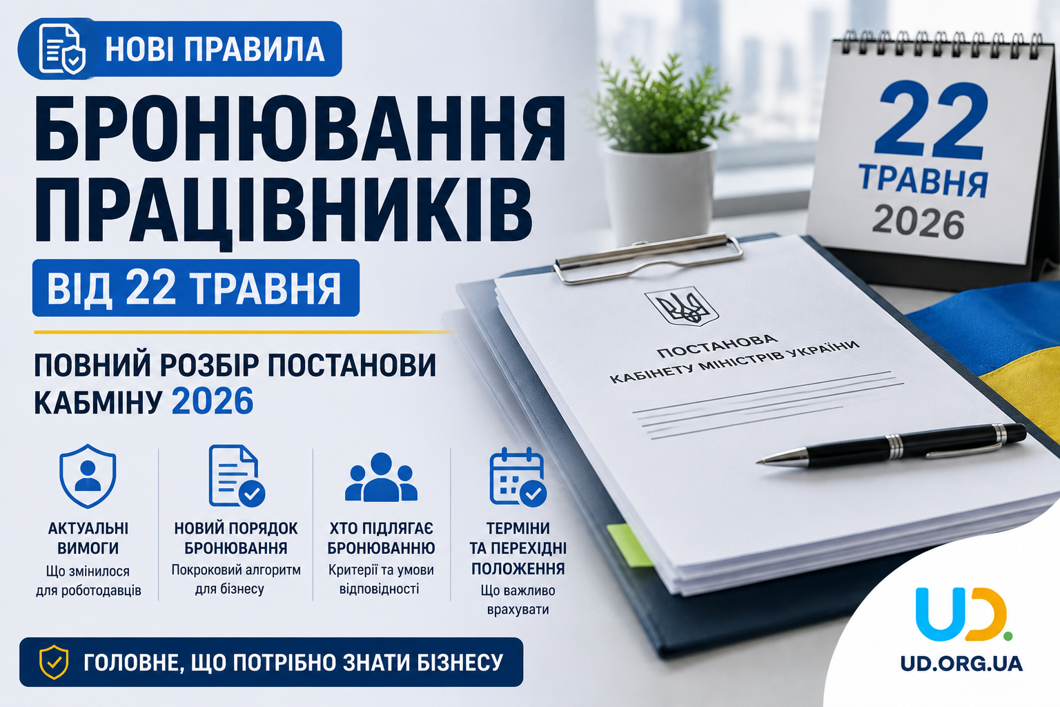 Нові правила бронювання працівників від 22 травня: повний розбір постанови Кабміну 2026