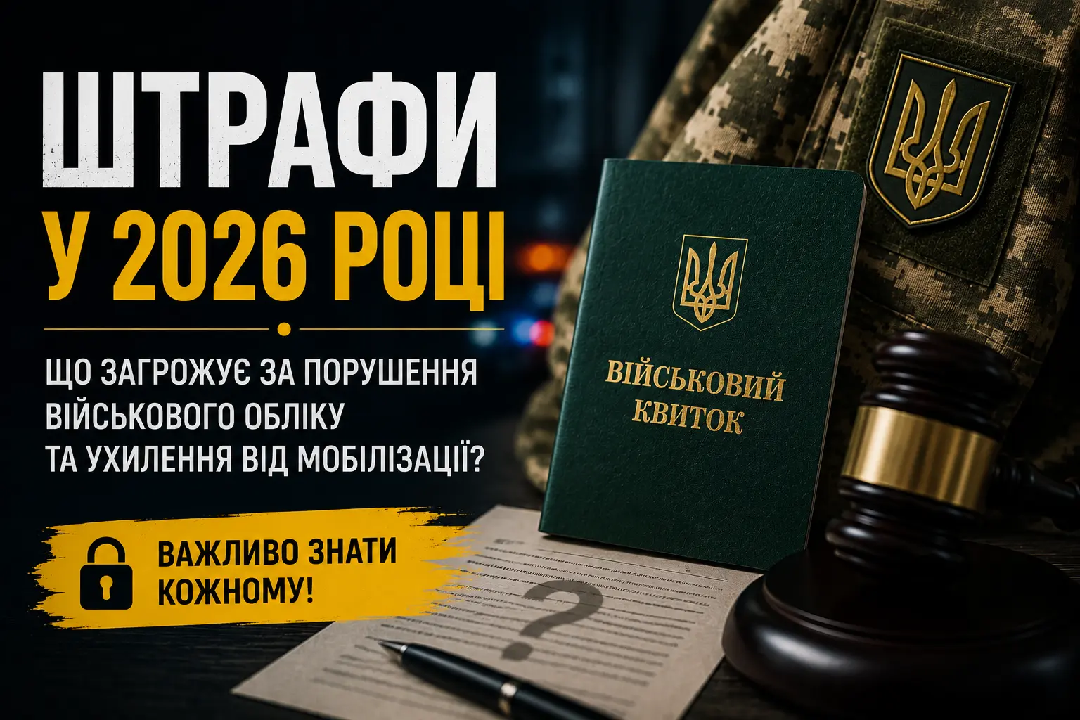 Штрафи за порушення військового обліку та ухилення від мобілізації у 2026 році