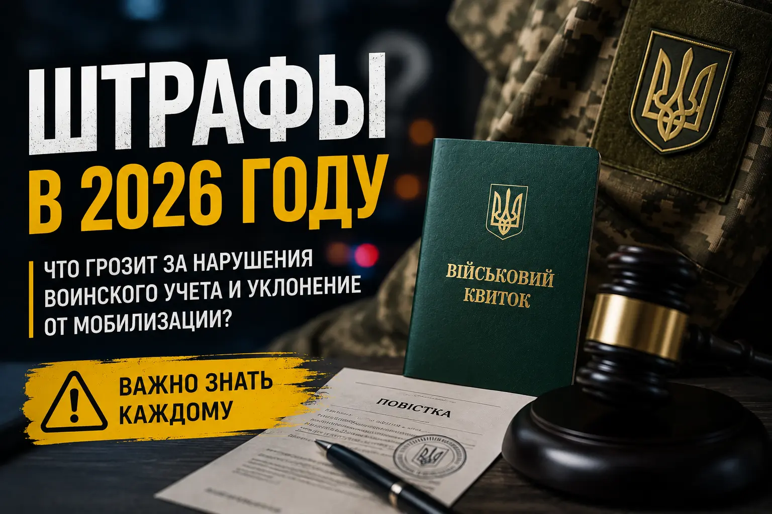 Штрафы за нарушение воинского учета и уклонение от мобилизации в 2026 году