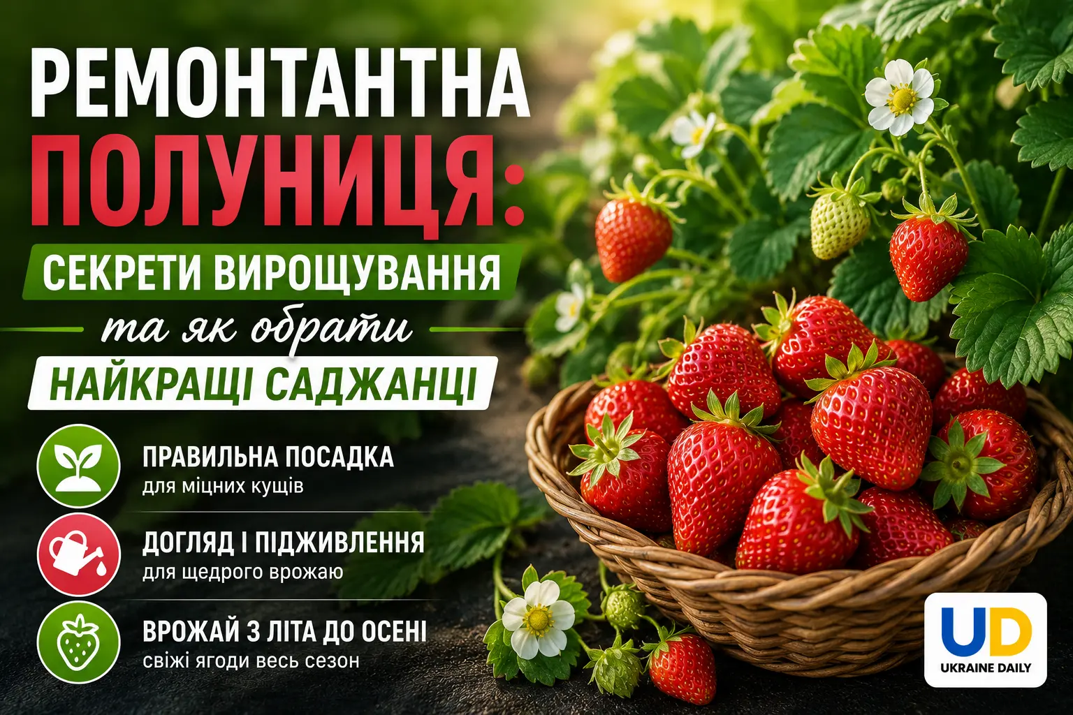 Ремонтантна полуниця: секрети вирощування та як обрати найкращі саджанці полуниці