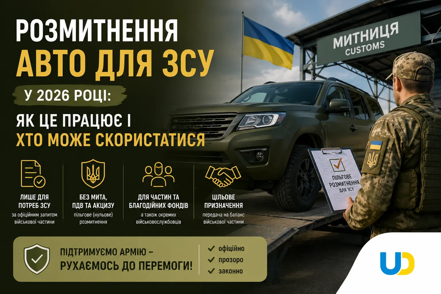 Розмитнення авто для ЗСУ у 2026 році: як це працює і хто може скористатися