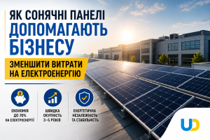 Як сонячні панелі допомагають бізнесу зменшити витрати на електроенергію