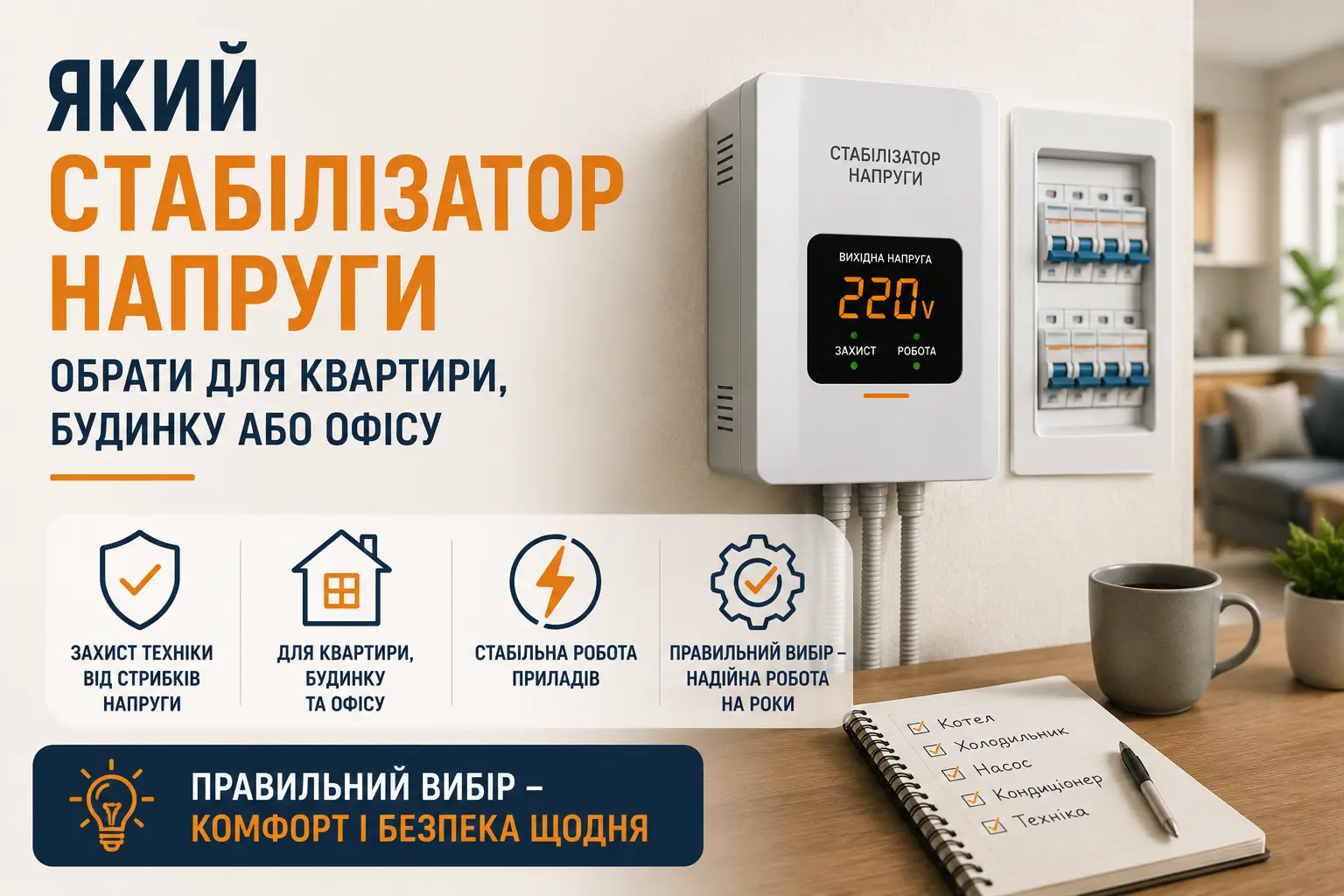 Який стабілізатор напруги обрати для квартири, будинку або офісу