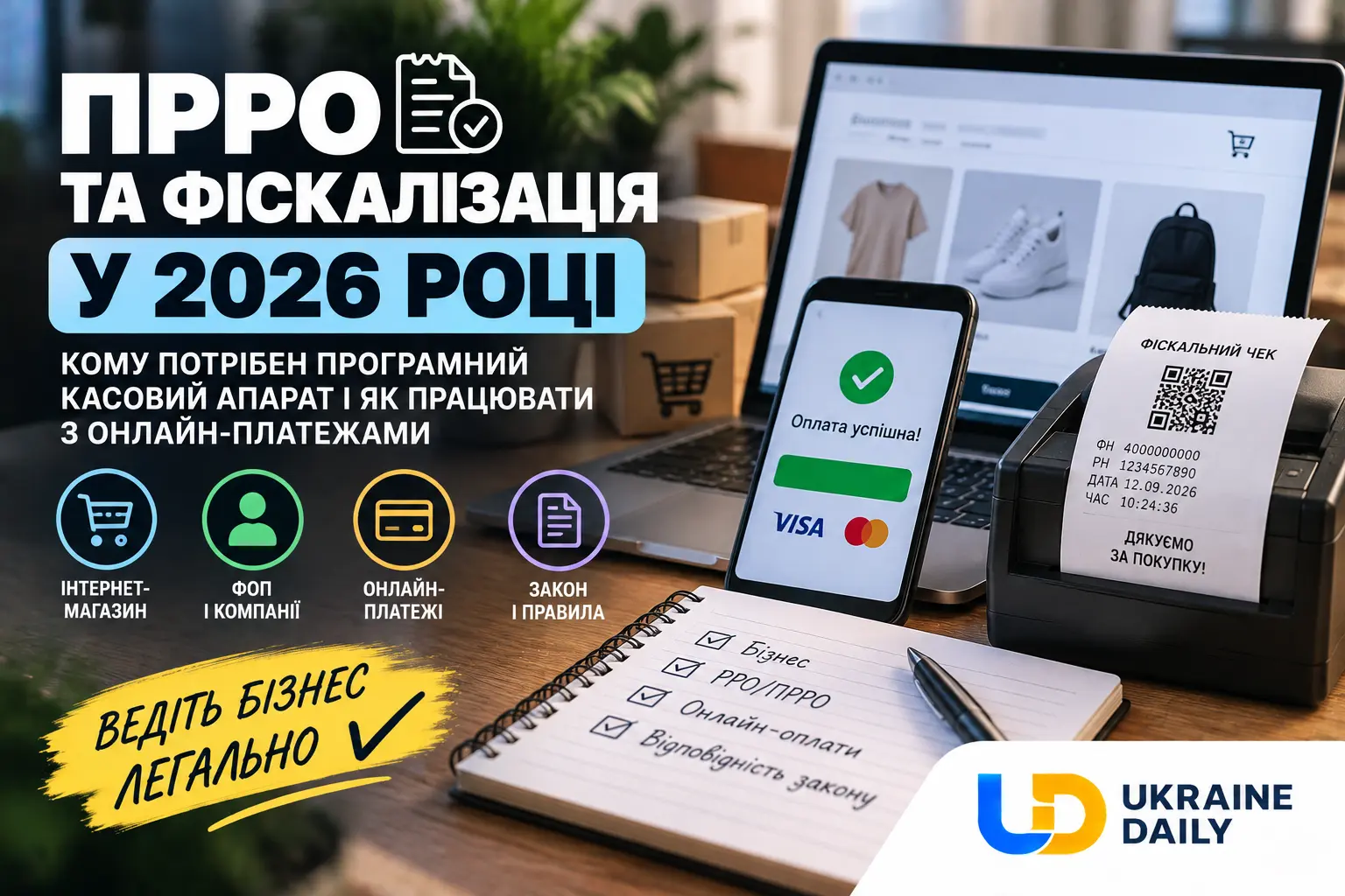 ПРРО та фіскалізація розрахунків у 2026 році: кому потрібен програмний касовий апарат і як працювати з онлайн-платежами